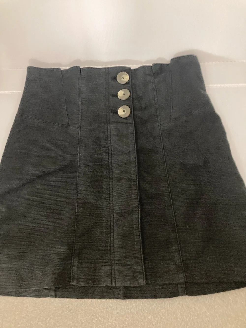 Free People Every Minute Every Hour Corduroy Mini Skirt Black Button Front S599